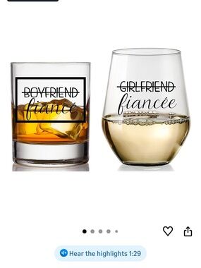 Engagement wine and whiskey glasses wedding gift